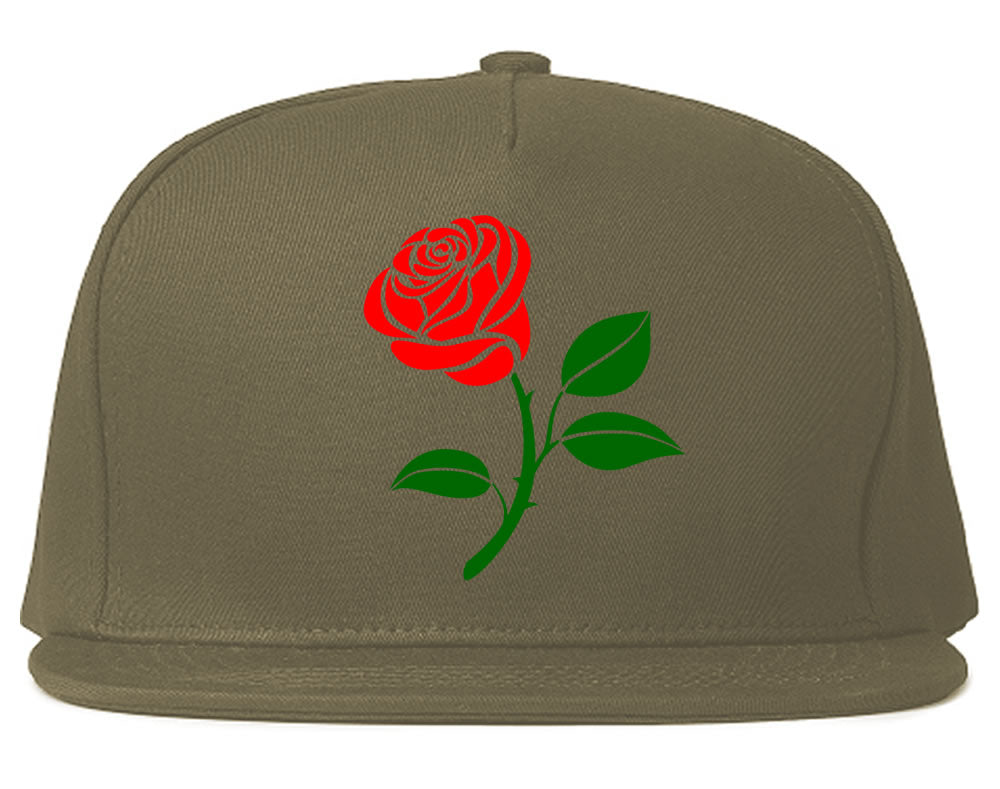 Single Red Rose Snapback Hat Grey by KINGS OF NY