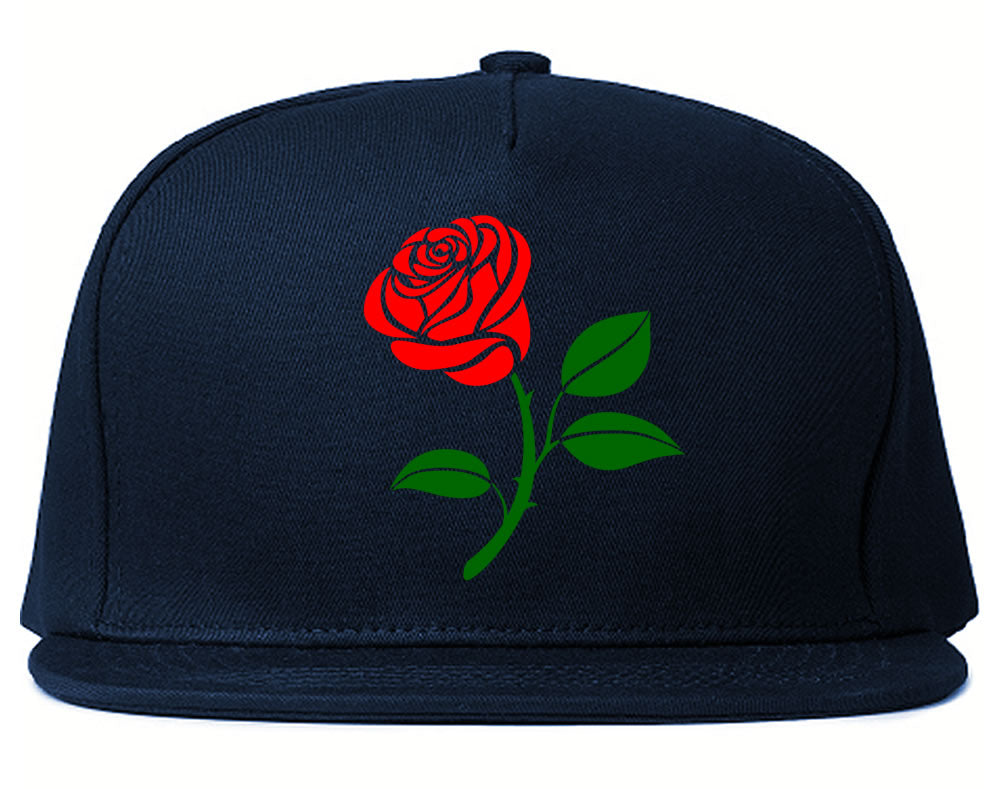 Single Red Rose Snapback Hat Navy Blue by KINGS OF NY