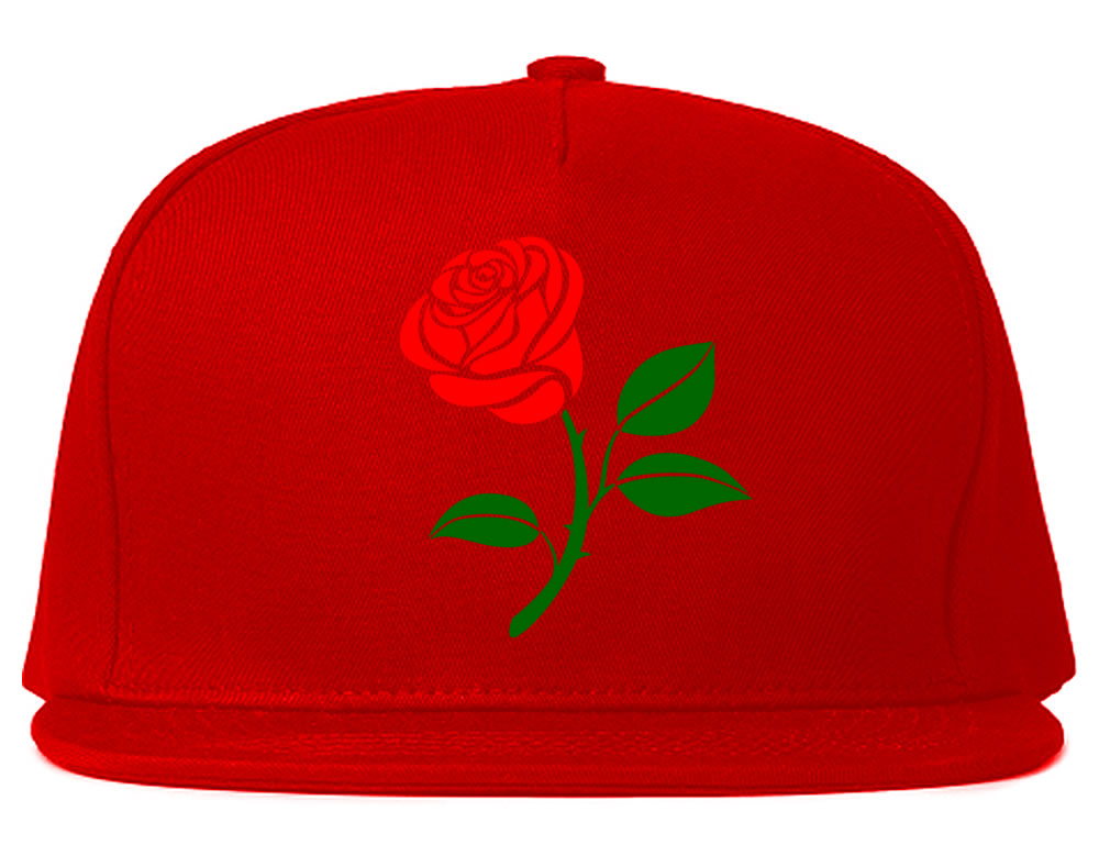 Single Red Rose Snapback Hat Red by KINGS OF NY