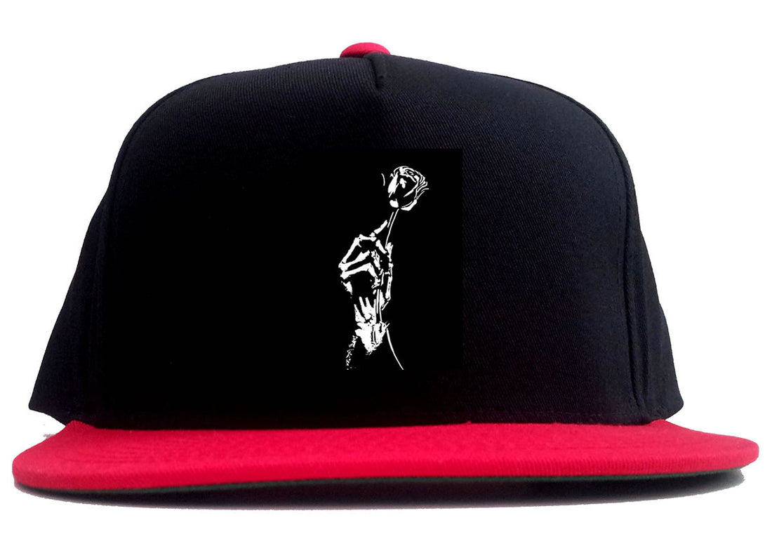 Skeleton Hand Rose 2 Tone Snapback Hat Cap