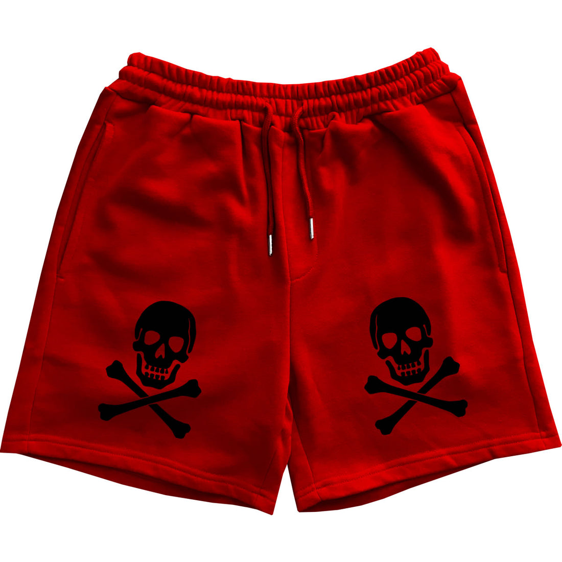 Red Skull And Crossbones Mens Sweat Shorts
