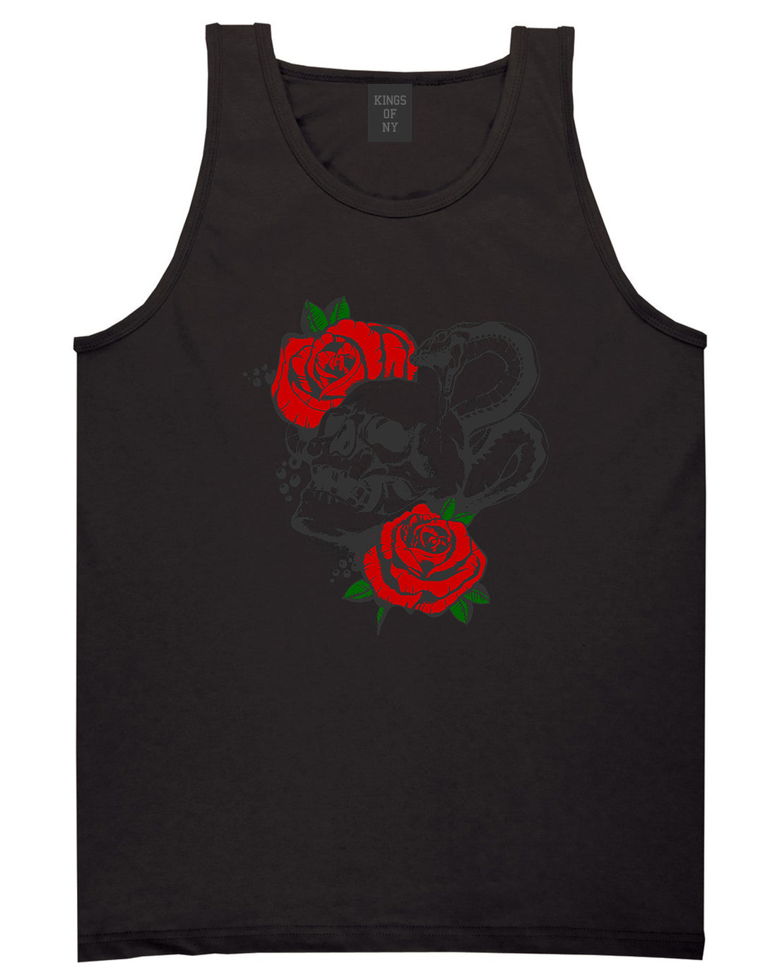 Skull And Roses Mens Tank Top Shirt Black