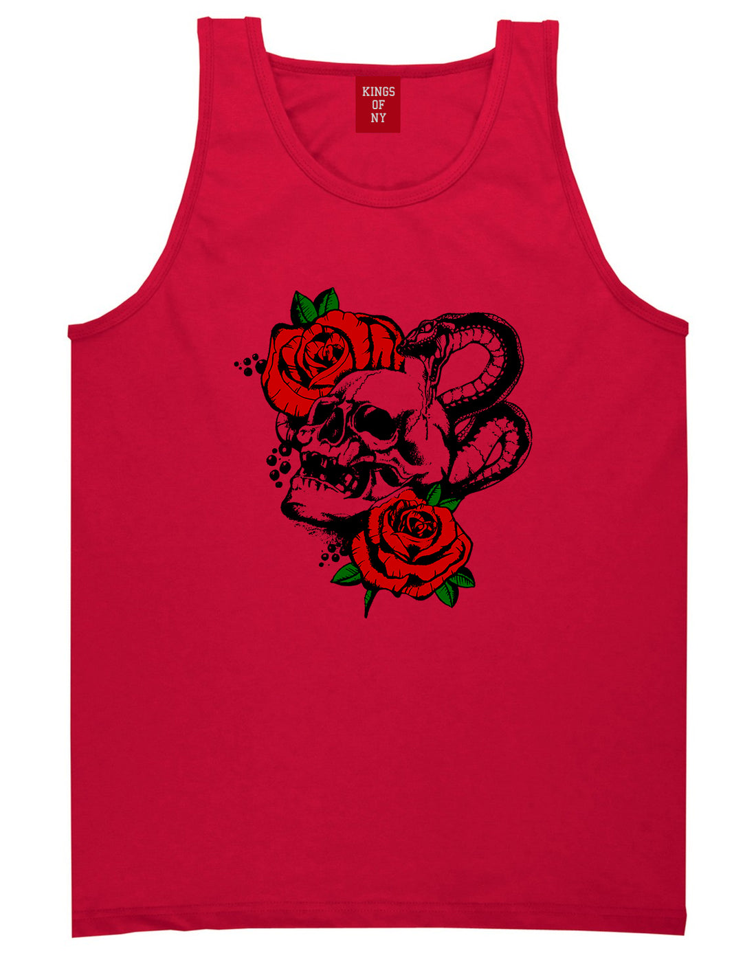 Skull And Roses Mens Tank Top Shirt Red