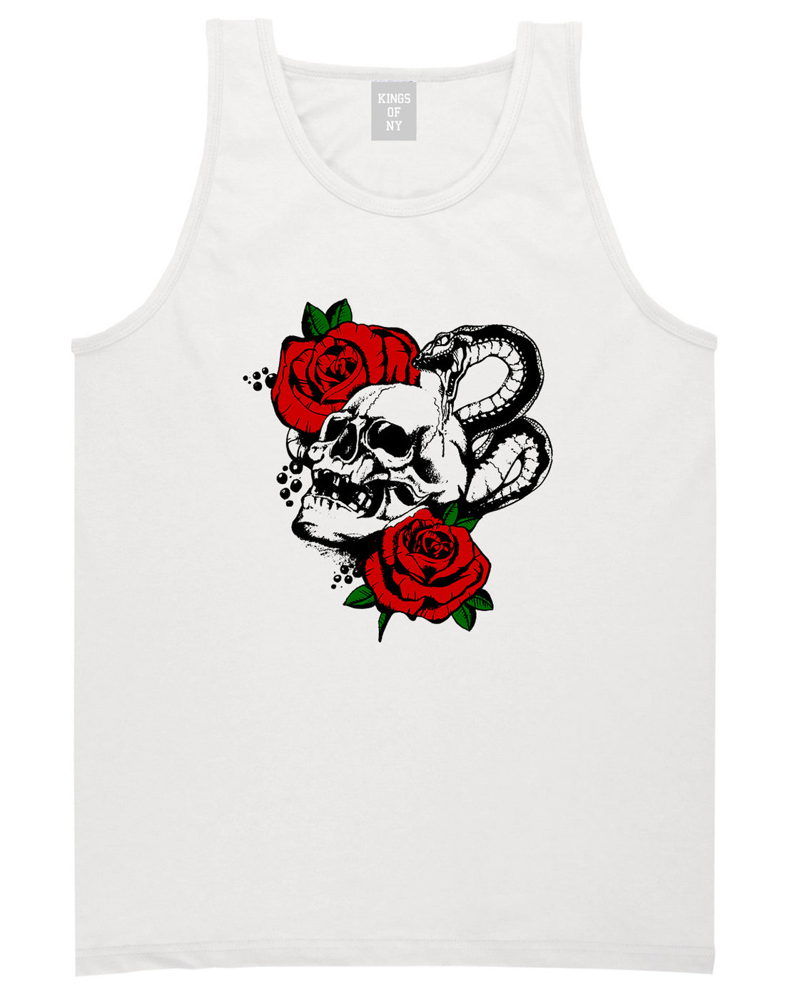 Skull And Roses Mens Tank Top Shirt White