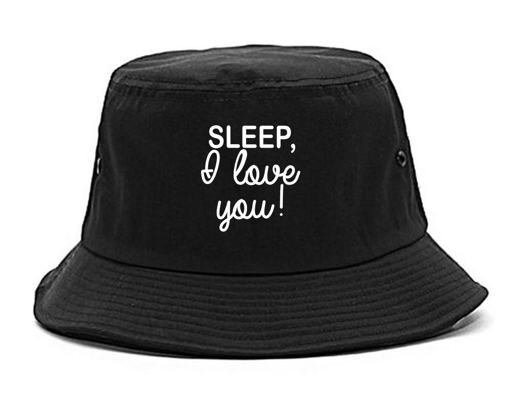 Sleep I Love You Funny Tired Mens Snapback Hat Black