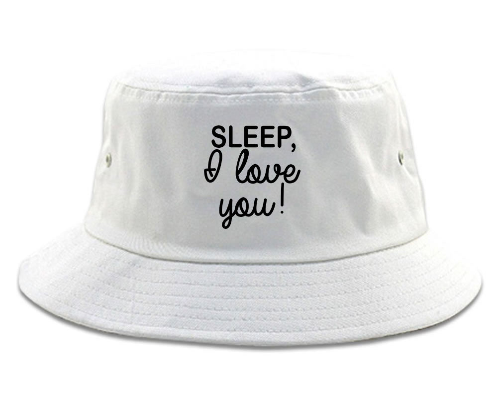 Sleep I Love You Funny Tired Mens Snapback Hat White