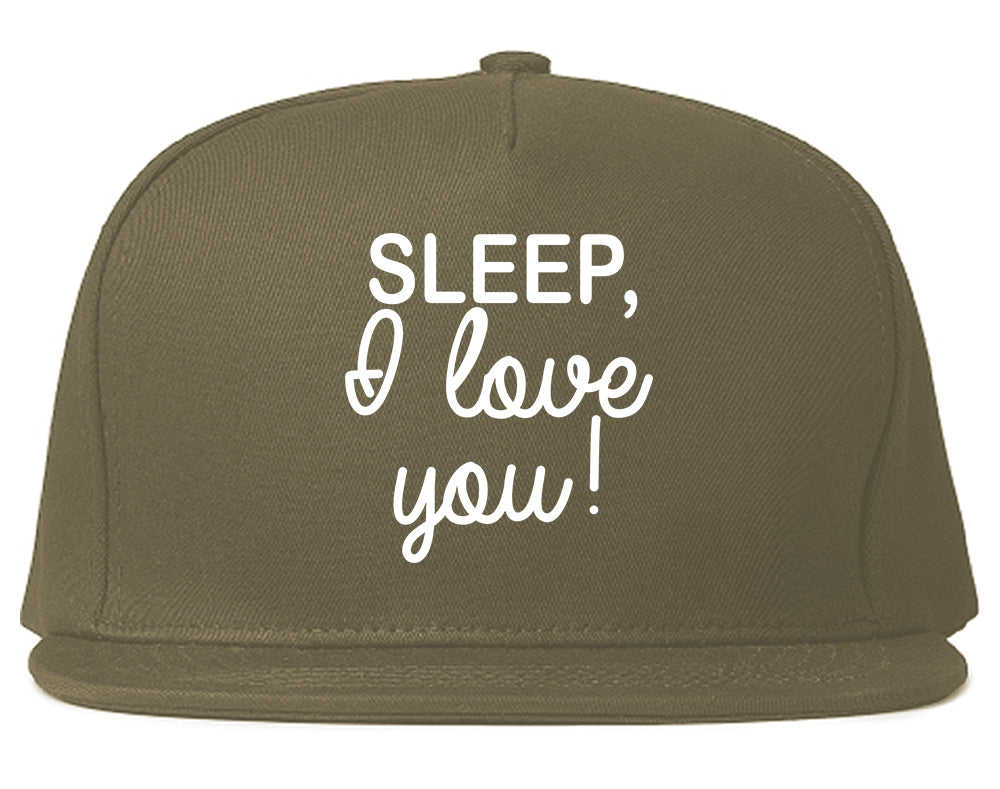 Sleep I Love You Funny Tired Mens Snapback Hat Grey