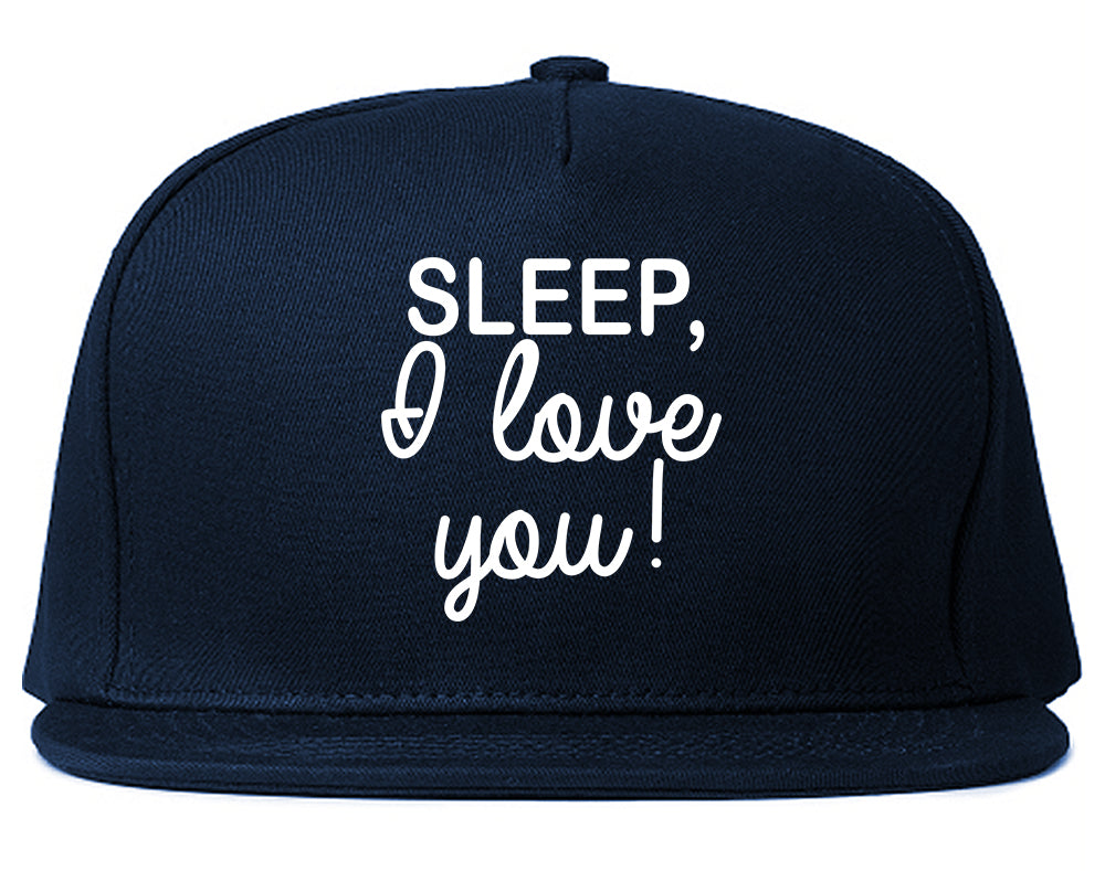Sleep I Love You Funny Tired Mens Snapback Hat Navy Blue