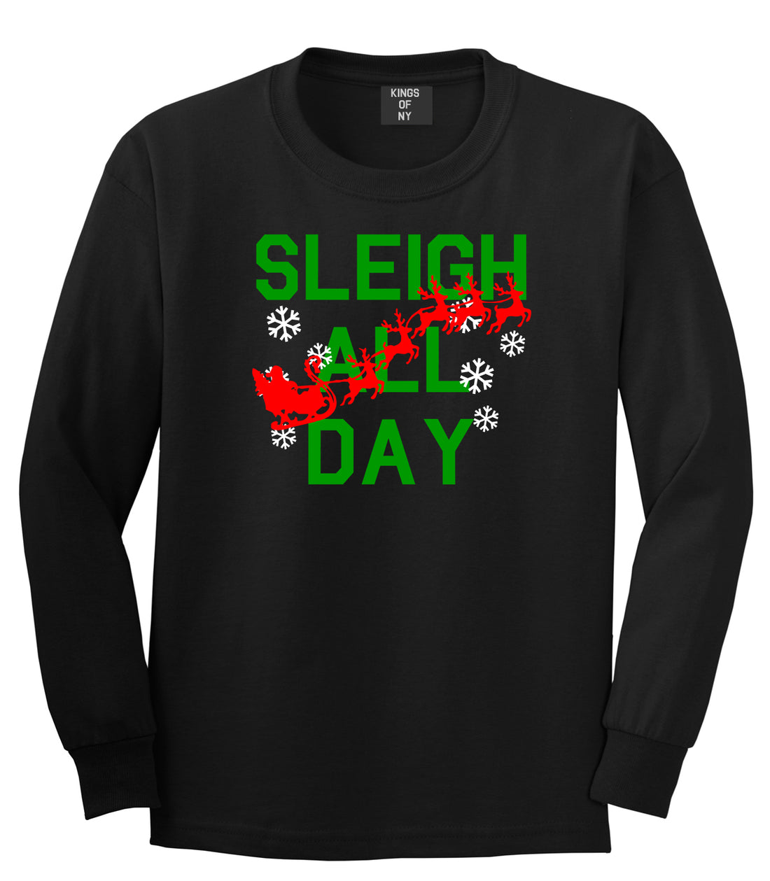 Sleigh All Day Christmas Black Mens Long Sleeve T-Shirt