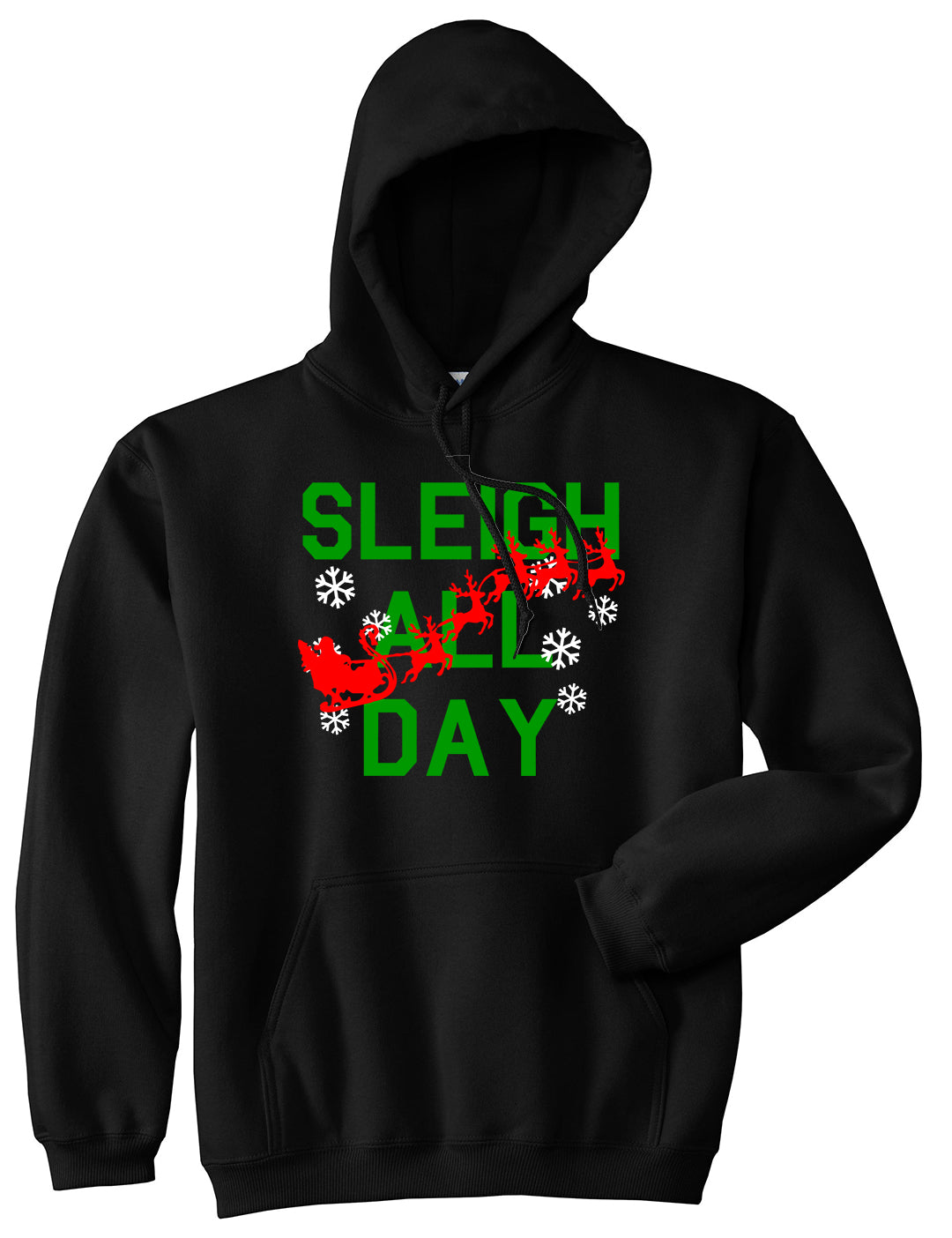 Sleigh All Day Christmas Black Mens Pullover Hoodie