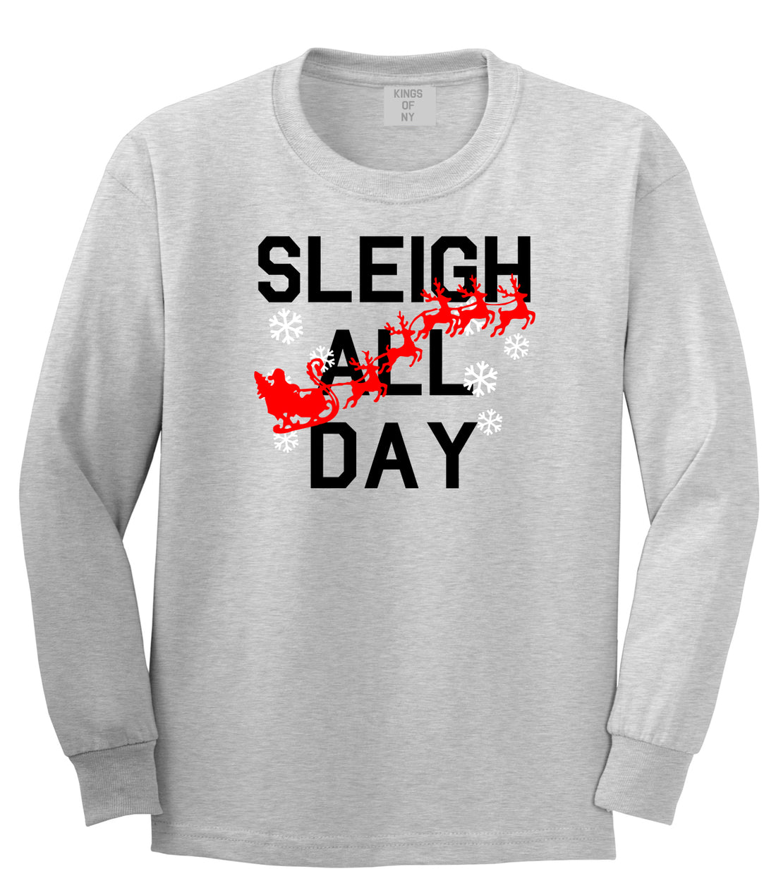 Sleigh All Day Christmas Grey Mens Long Sleeve T-Shirt