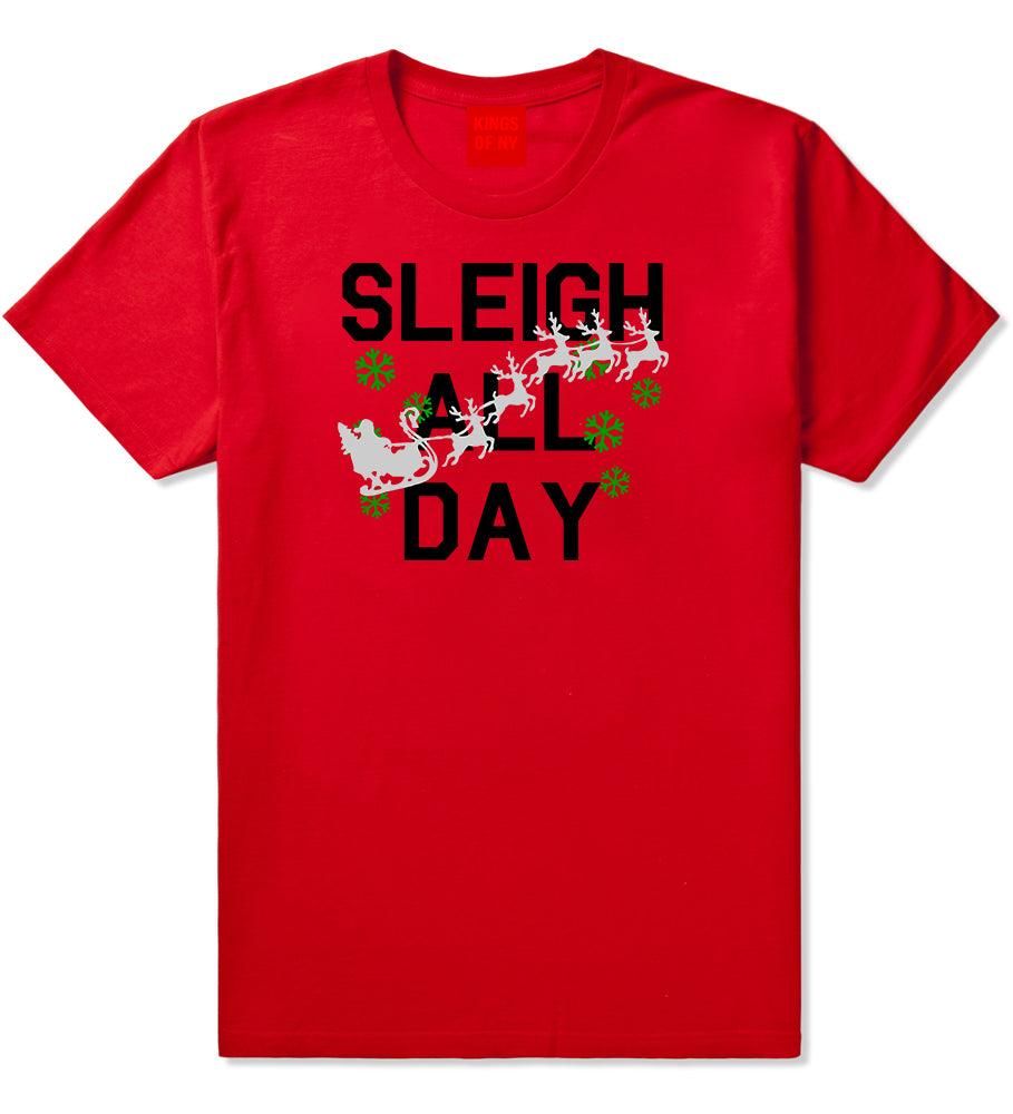 Sleigh All Day Christmas Red Mens T-Shirt