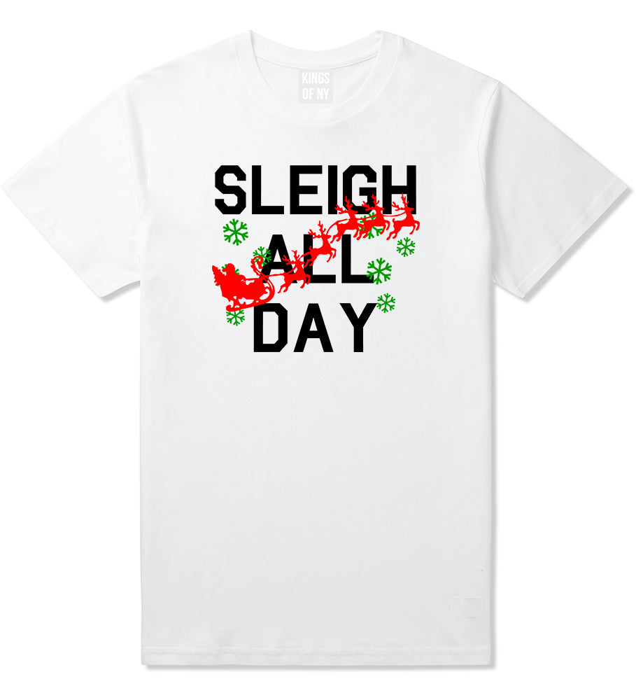 Sleigh All Day Christmas White Mens T-Shirt