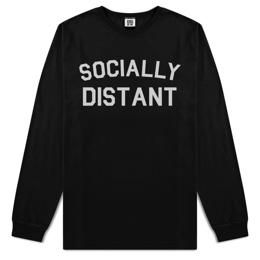 Socially Distant Mens Long Sleeve T-Shirt Black