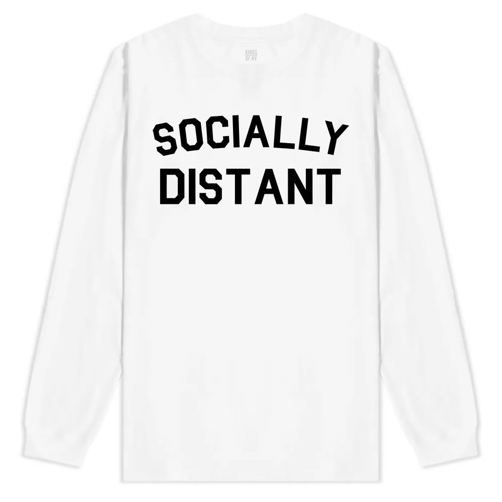 Socially Distant Mens Long Sleeve T-Shirt White