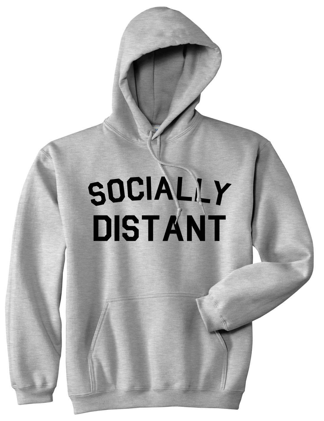 Socially Distant Mens Pullover Hoodie Grey