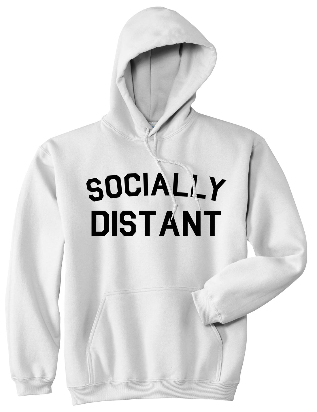 Socially Distant Mens Pullover Hoodie White