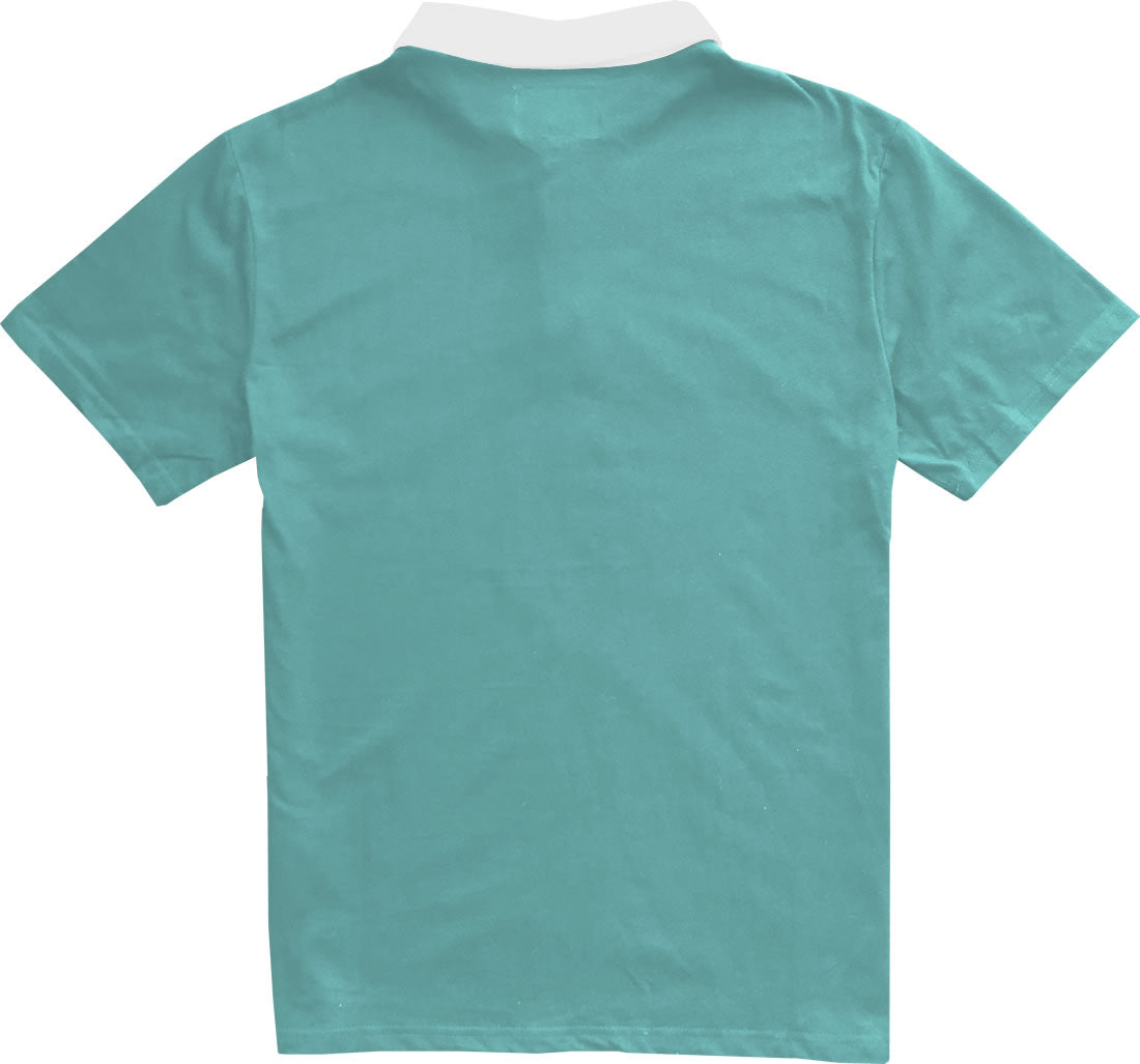 Solid Seafoam Green Mens Rugby Shirt Back