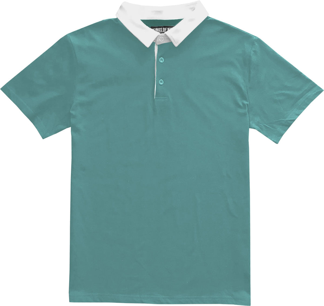 Solid Seafoam Green Mens Rugby Shirt Front