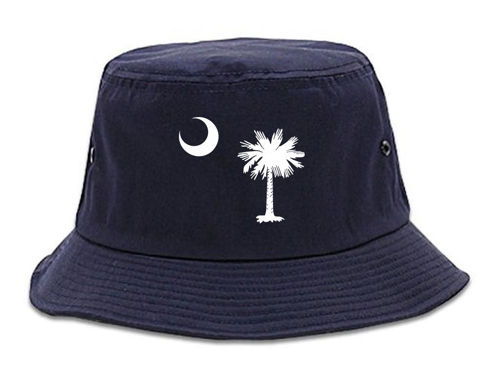 South Carolina State Flag Outline Mens Bucket Hat Navy Blue