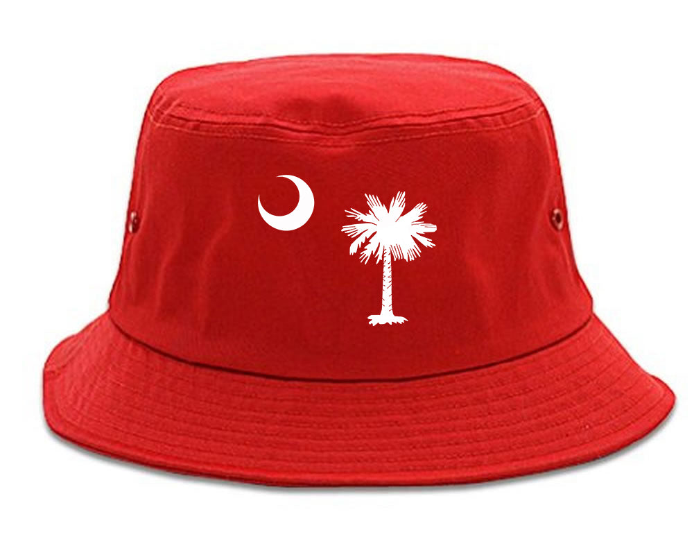 South Carolina State Flag Outline Mens Bucket Hat Red