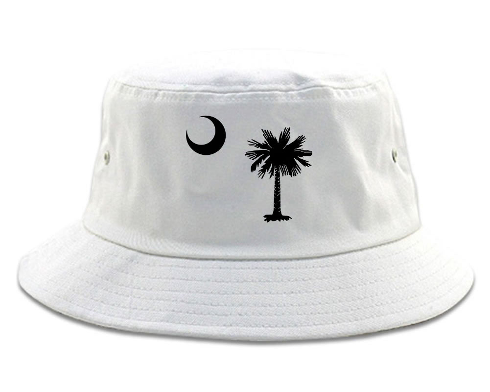 South Carolina State Flag Outline Mens Bucket Hat White