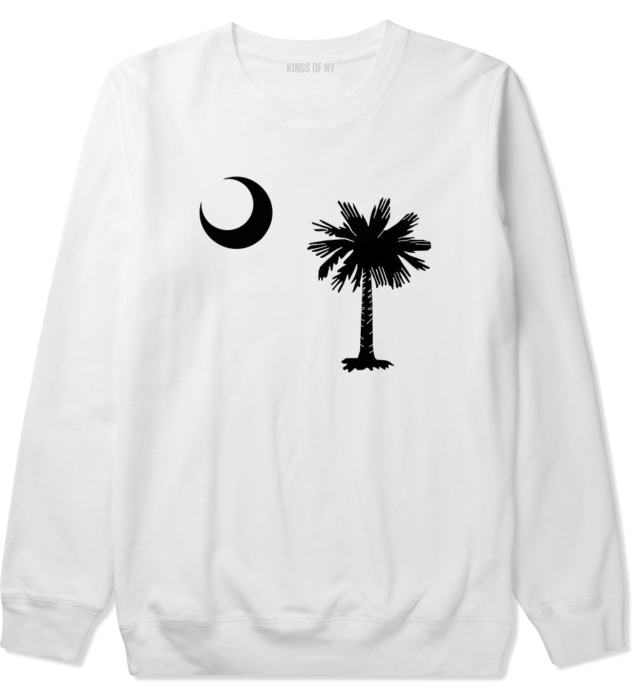 South Carolina State Flag Outline Mens Crewneck Sweatshirt White