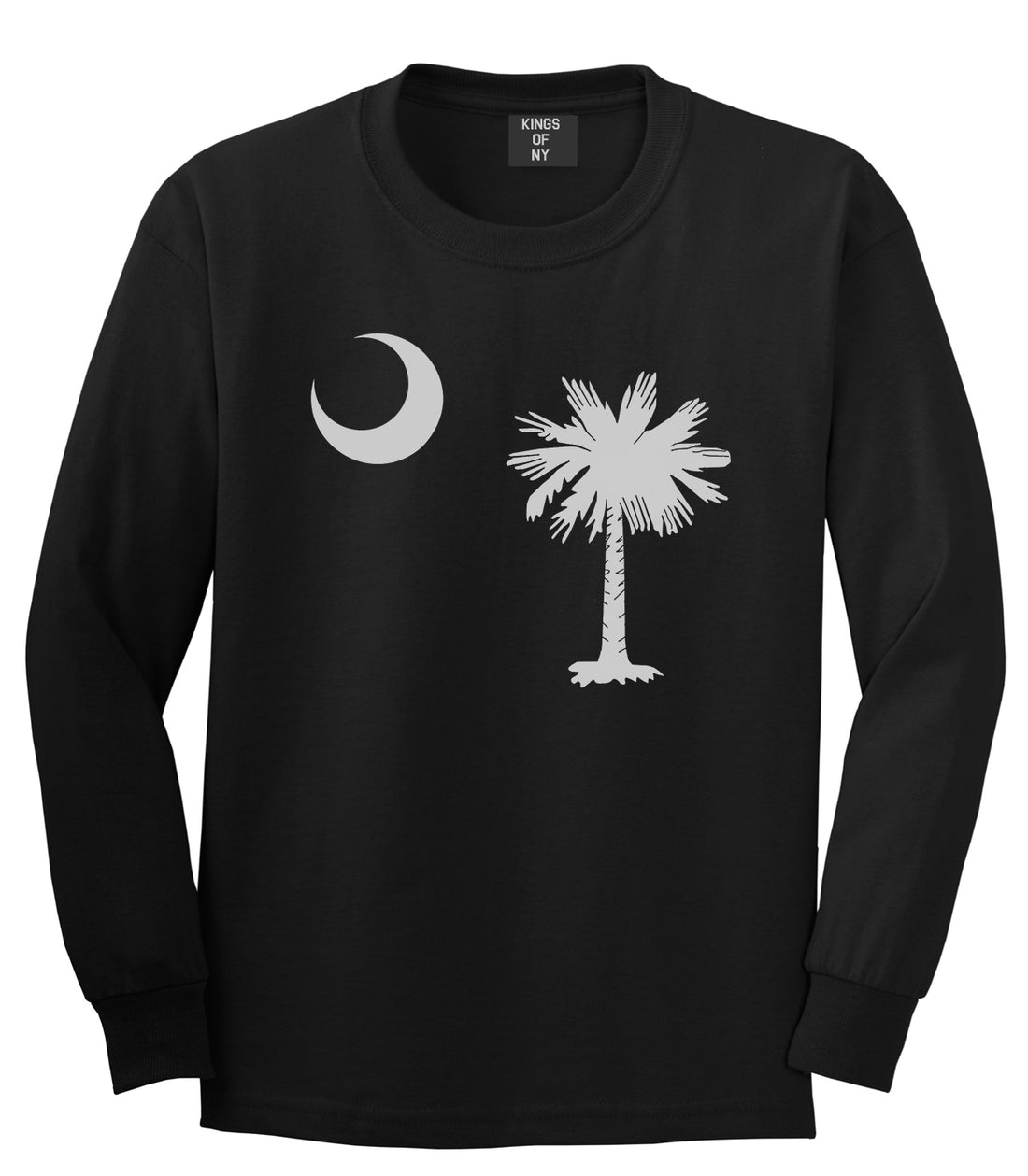 South Carolina State Flag Outline Mens Long Sleeve T-Shirt Black