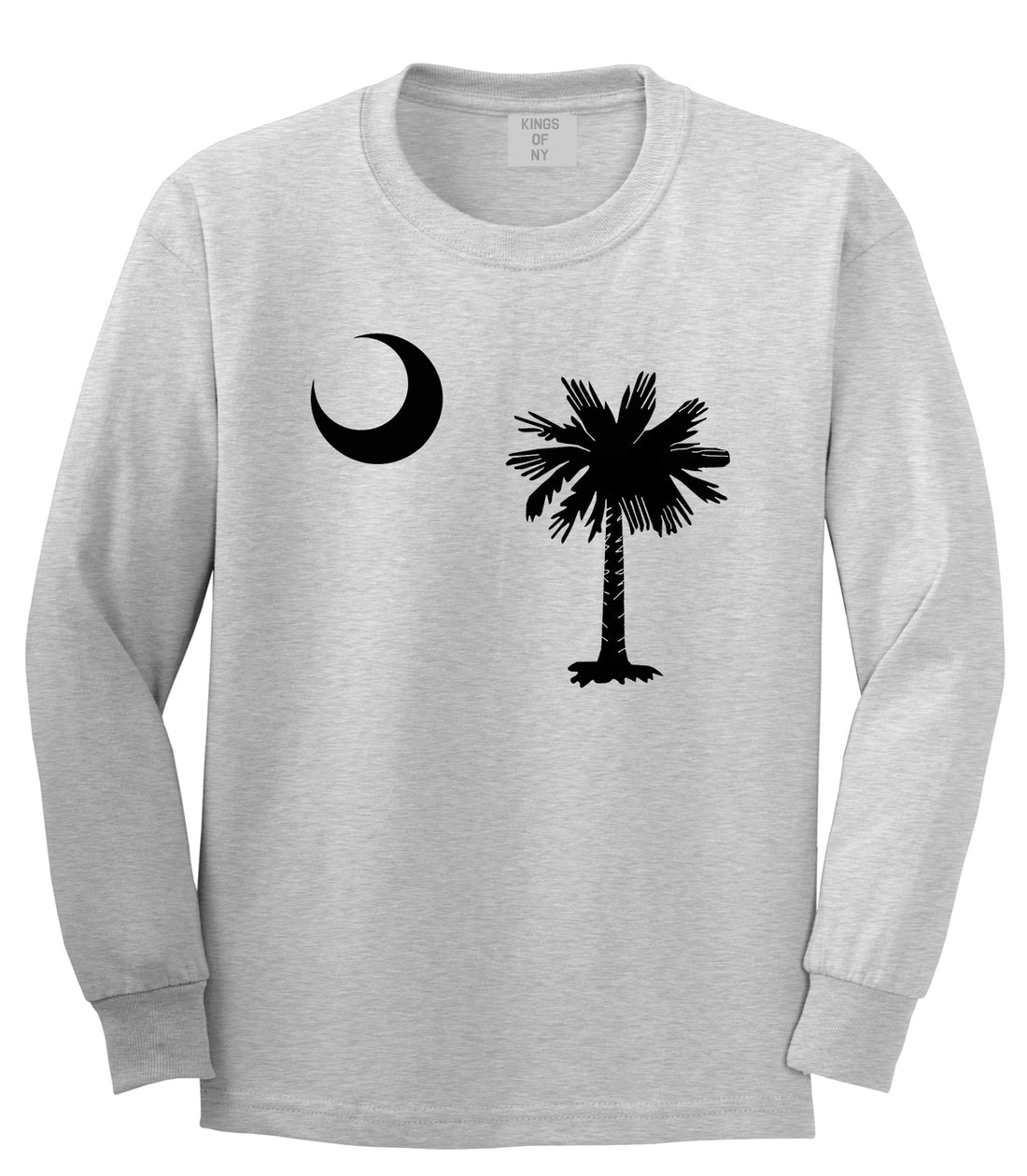 South Carolina State Flag Outline Mens Long Sleeve T-Shirt Grey