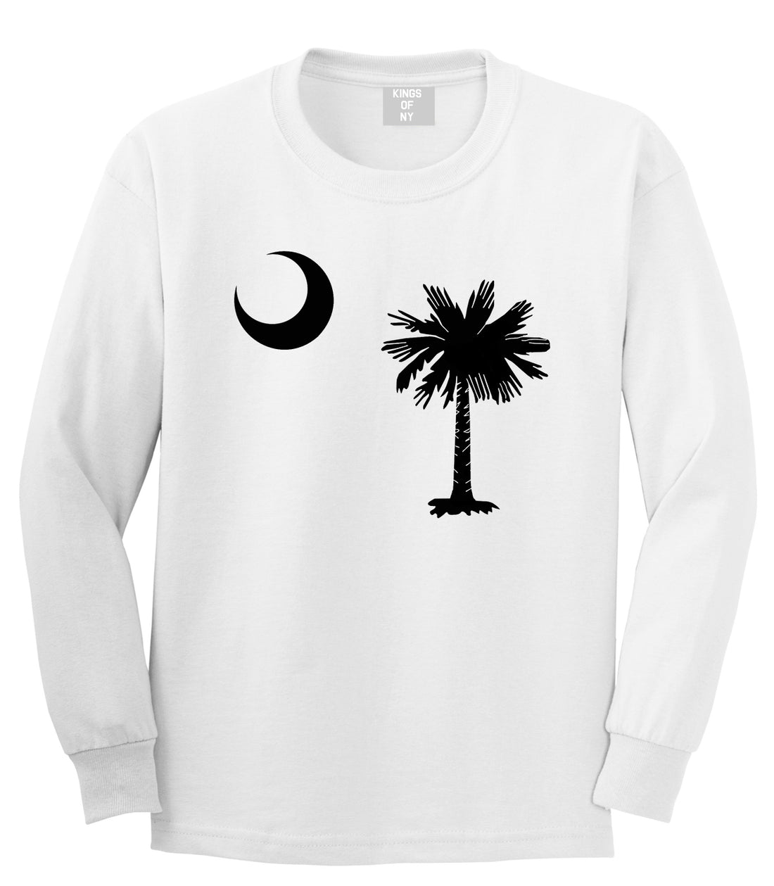 South Carolina State Flag Outline Mens Long Sleeve T-Shirt White