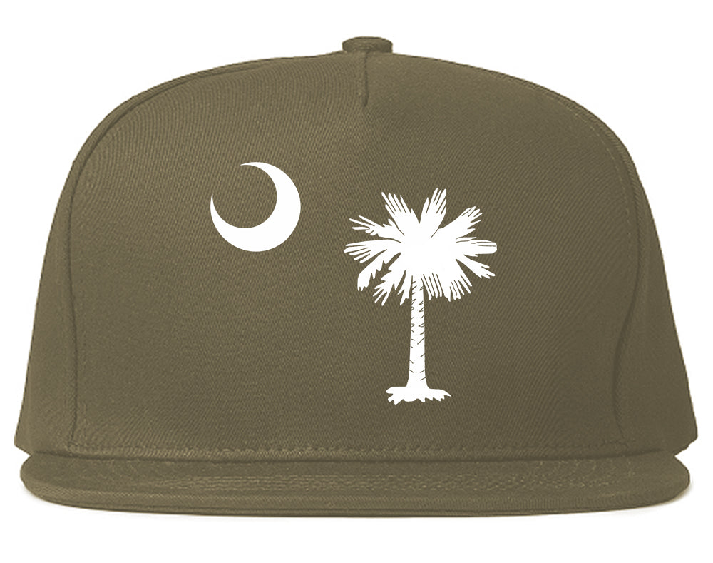 South Carolina State Flag Outline Mens Snapback Hat Grey