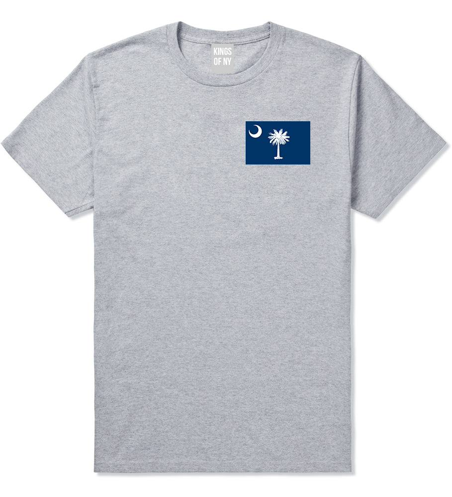 South Carolina State Flag SC Chest Mens T-Shirt Grey