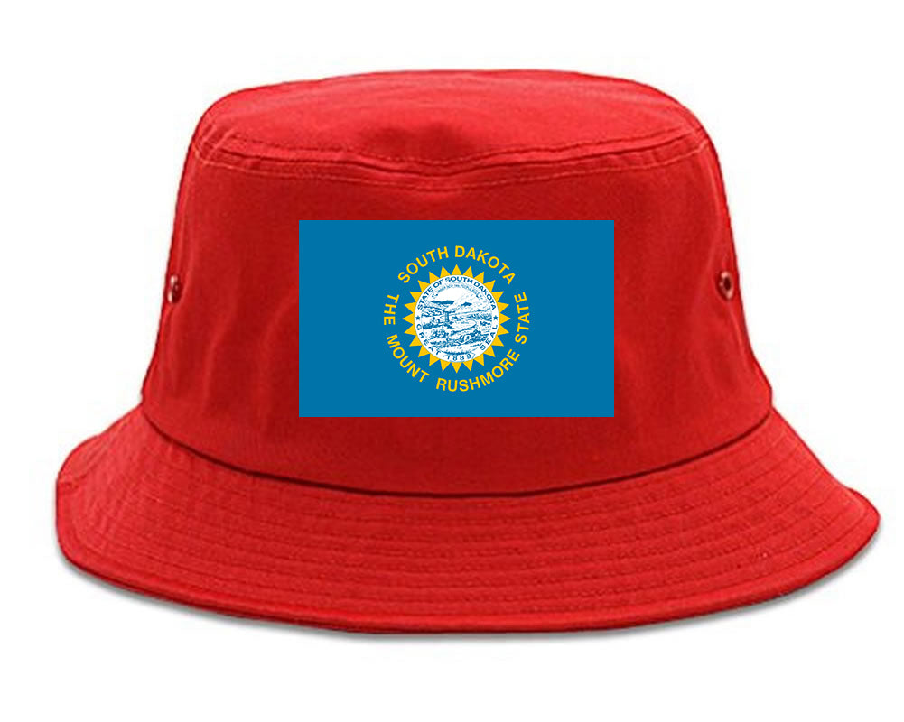 South Dakota State Flag SD Chest Mens Bucket Hat Red