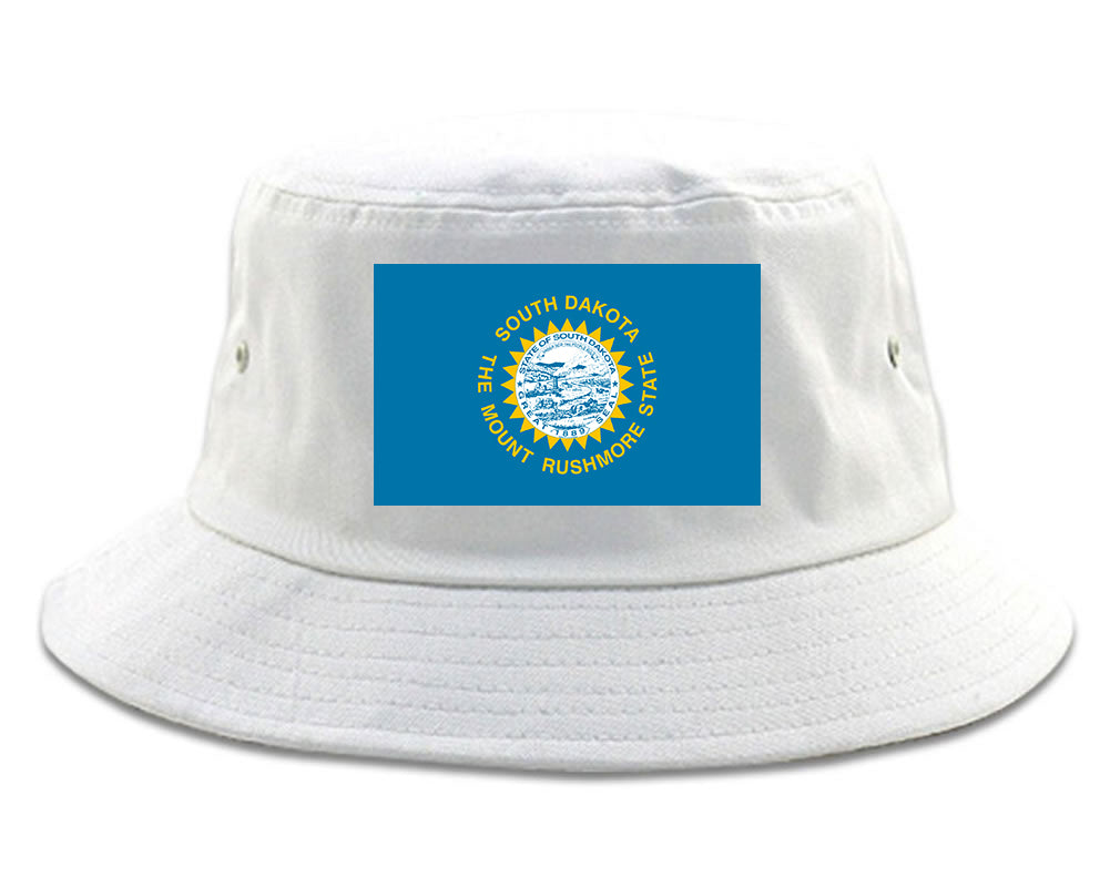 South Dakota State Flag SD Chest Mens Bucket Hat White