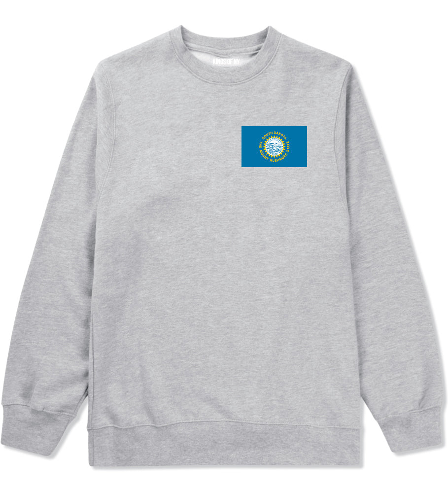 South Dakota State Flag SD Chest Mens Crewneck Sweatshirt Grey