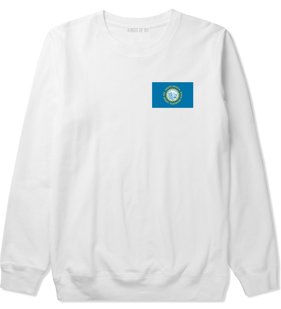 South Dakota State Flag SD Chest Mens Crewneck Sweatshirt White