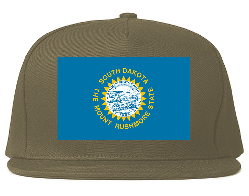 South Dakota State Flag SD Chest Mens Snapback Hat Grey