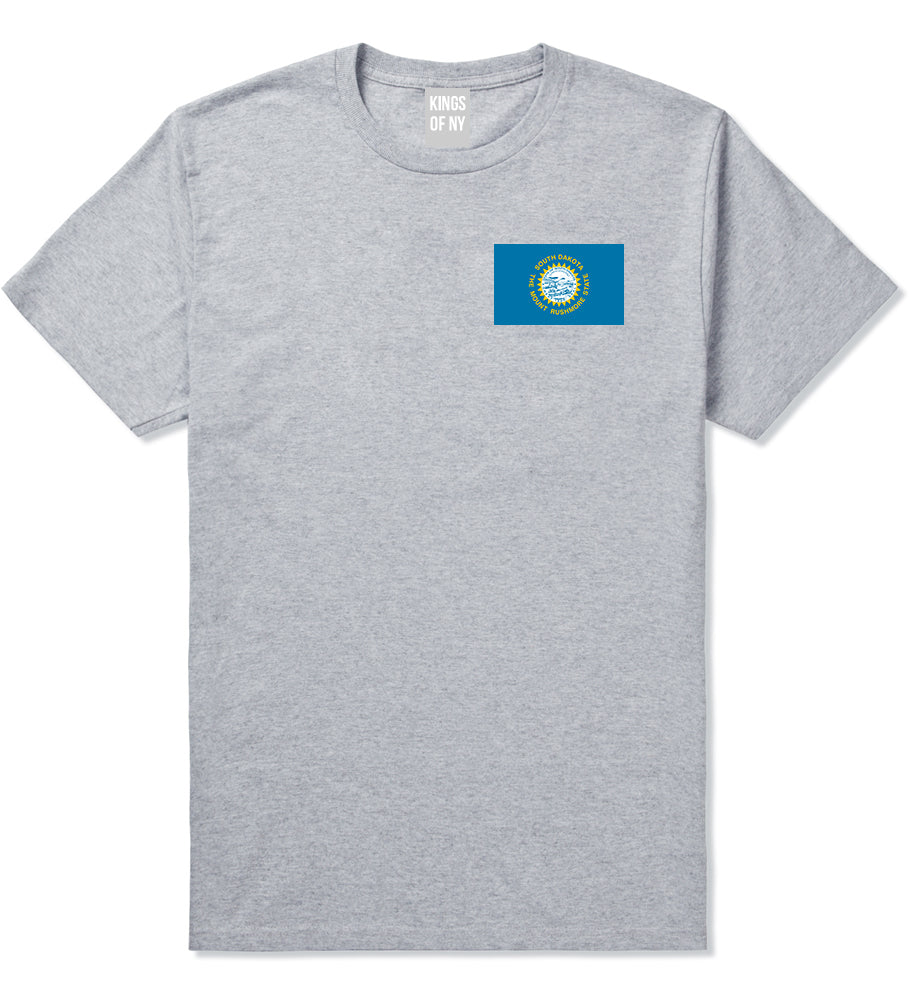 South Dakota State Flag SD Chest Mens T-Shirt Grey
