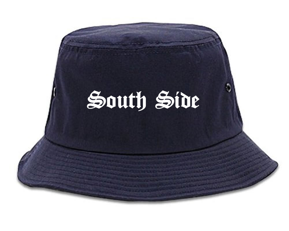 South Side Old English Mens Bucket Hat Navy Blue