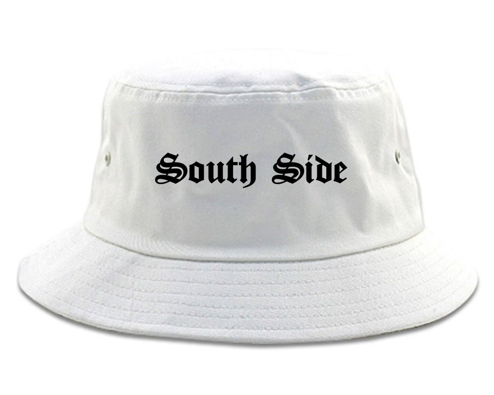 South Side Old English Mens Bucket Hat White