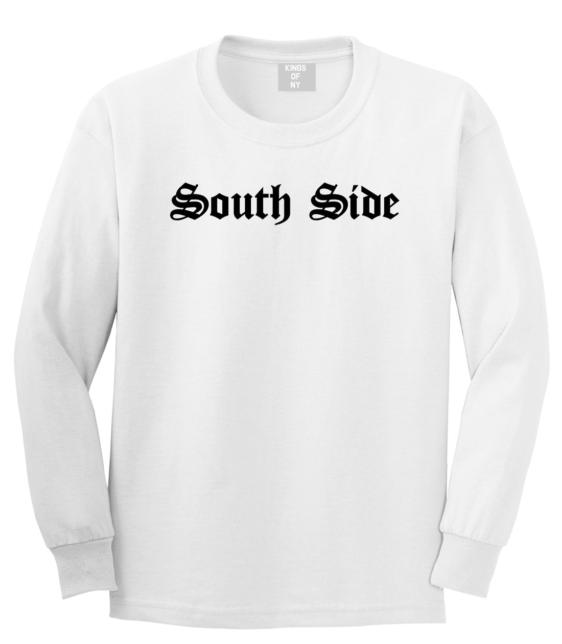 South Side Old English Mens Long Sleeve T-Shirt White