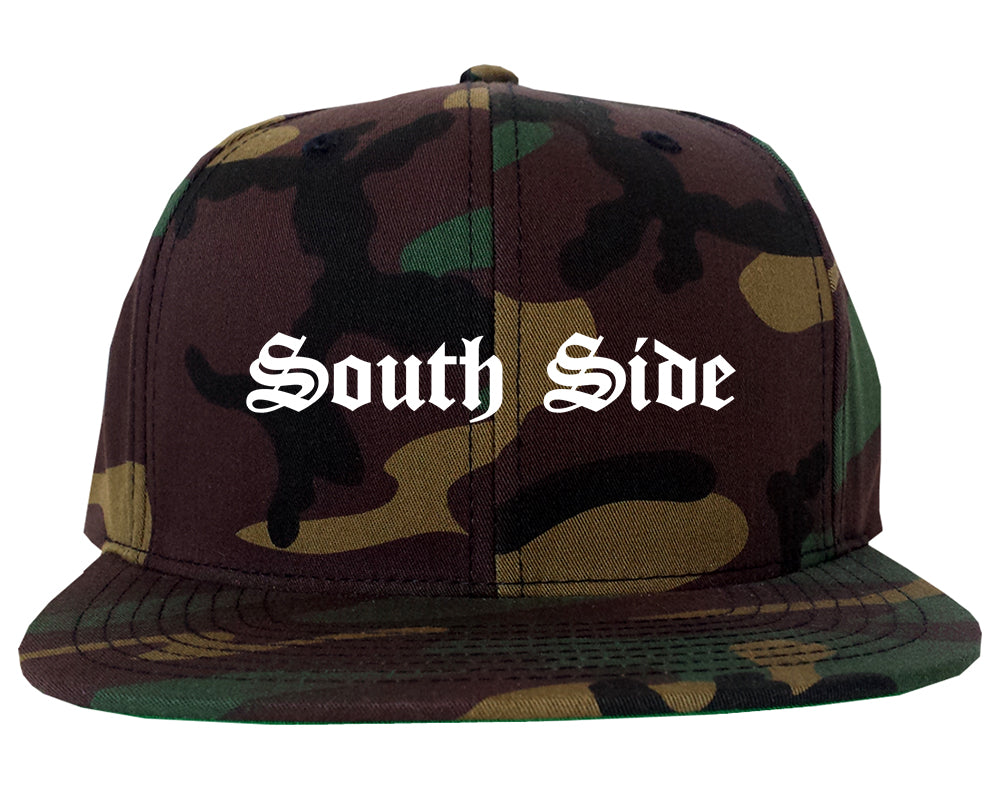 South Side Old English Mens Snapback Hat Army Camo