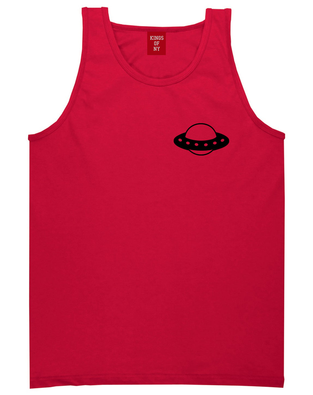 Spaceship_Chest Mens Red Tank Top Shirt by Kings Of NY