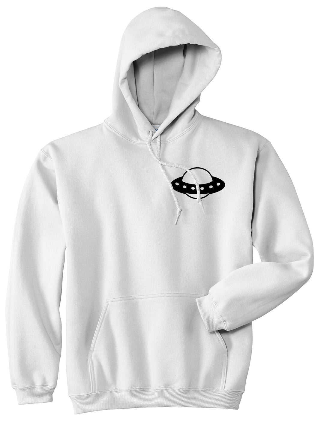 Spaceship Chest Mens White Pullover Hoodie by Kings Of NY