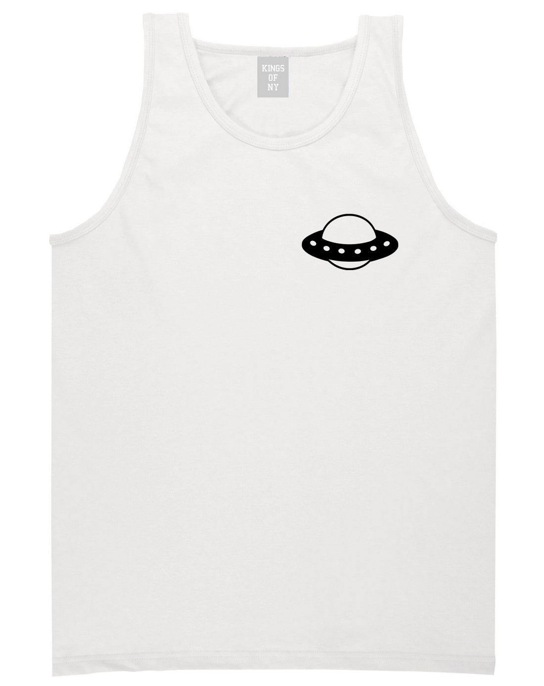 Spaceship_Chest Mens White Tank Top Shirt by Kings Of NY