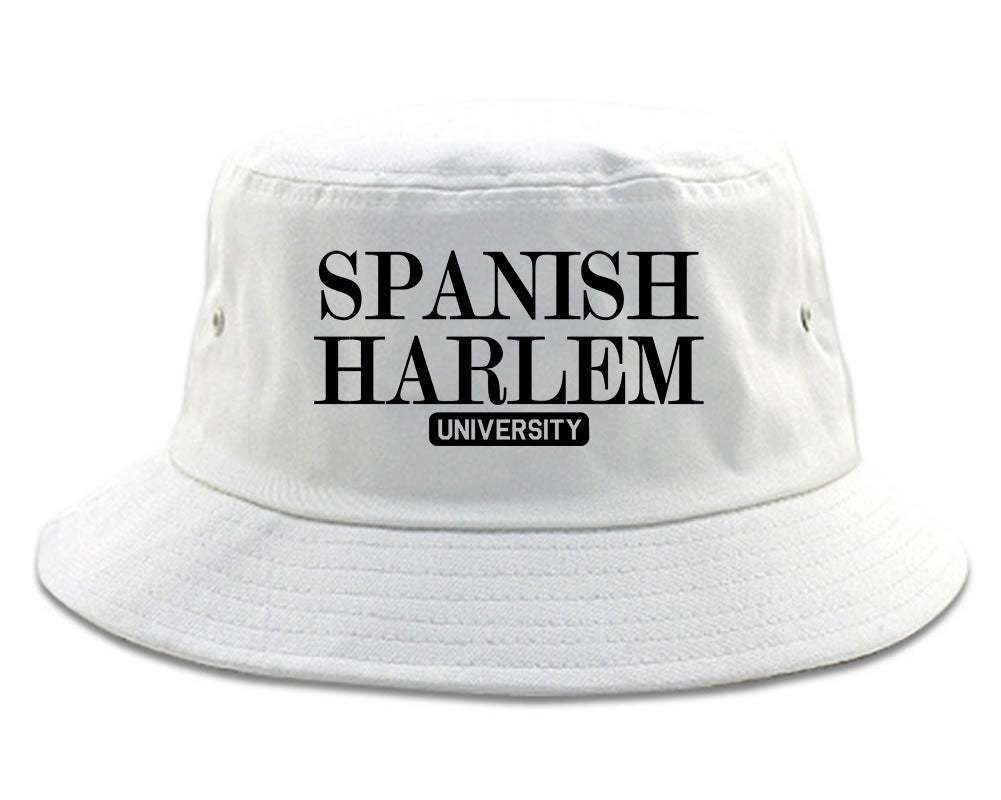 Spanish Harlem University New York Mens Bucket Hat White