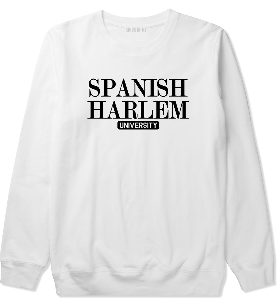 Spanish Harlem University New York Mens Crewneck Sweatshirt White
