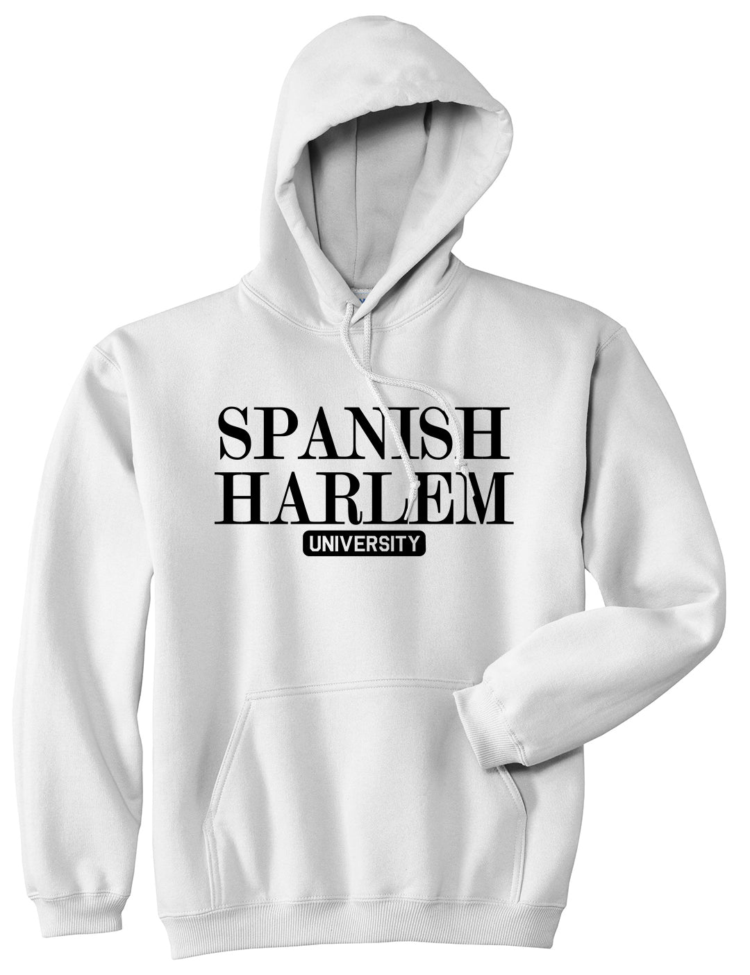 Spanish Harlem University New York Mens Pullover Hoodie White