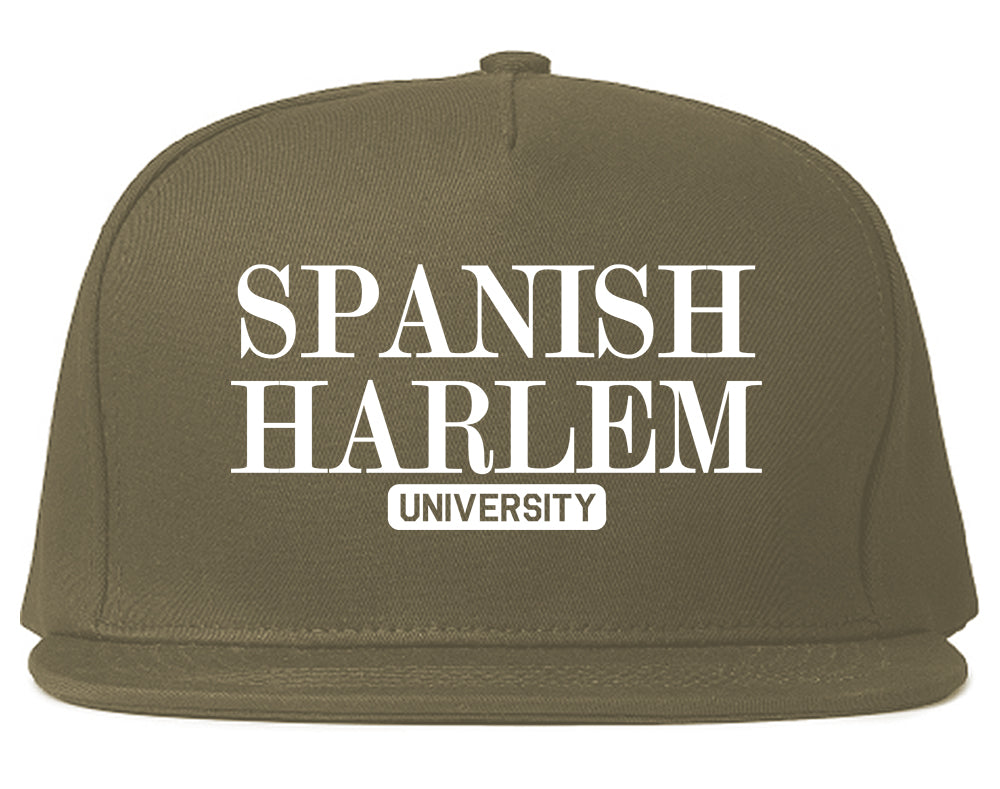 Spanish Harlem University New York Mens Snapback Hat Grey