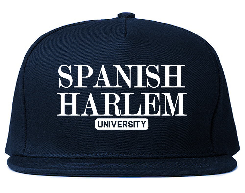 Spanish Harlem University New York Mens Snapback Hat Navy Blue